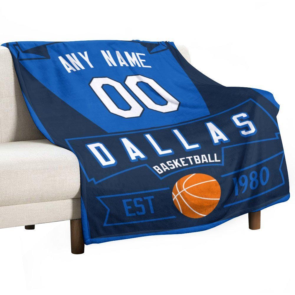 Discover Custom Dallas Basketball Blanket with Name Number - Sports Blanket Gifts for Teens Boys Girls - Outdoor Travel Soft Flannel Throw Blankets