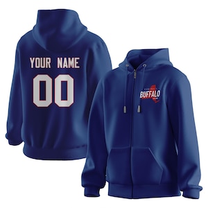 Custom Buffalo Football Hoodie Football Team Sweatshirts Personalized Name and Number Sports Fan Hoodies Gifts for Men Women Youth
