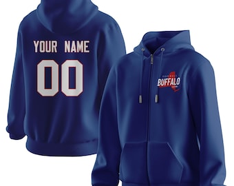 Custom Buffalo Football Hoodie Football Team Sweatshirts Personalized Name and Number Sports Fan Hoodies Gifts for Men Women Youth