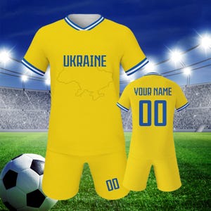 Custom Kids Soccer Jersey Ukraine Personalized Youth Shirts & Shorts Set with Printed Name Number Athletic Uniforms for Boy Girl 3-14Year