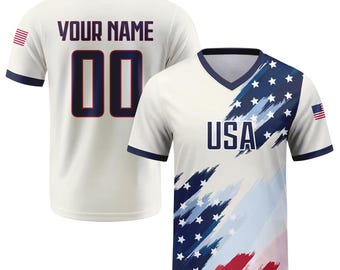 Custom USA Soccer Jersey for Men Women Kid, Football Shirt Personalized Name Number, USA National Soccer Team Uniform, Gifts for Fan Player