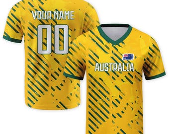 Custom Australia Soccer Jersey for Men Women Kid, Football Shirt Personalized Name Number, Australia National Soccer Team Uniform for Fan