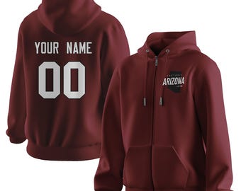 Custom Football Hoodies, Arizona City Zip Sweatshirts, Personalized Name & Number Football Fans Gifts for Men Women Youth S-3XL