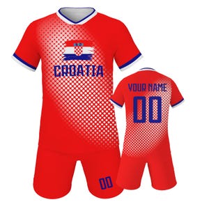 Custom Croatia Kids Soccer Kit, Personalized Football Set with Name & Number, Perfect Gift for Young Croatia Fans, Boys Girls Soccer Jersey