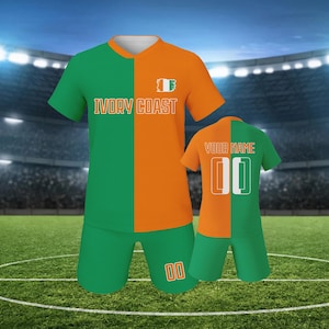 Ivory Coast Custom Kids Soccer Jersey Youth Soccer Team Uniform Personalized Name Number Training Set for Boys Girls Soccer Lovers Gift