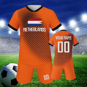 Custom Soccer Jersey Kids Netherlands Personalized Name Number Soccer Uniform, Kids Soccer Kit, Soccer Lover Gifts for Boys Girls 3-14Y
