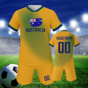 Custom Australia Soccer Jersey for Kids Youth Personalized Soccer Uniform with Printed Name Number Customized Soccer Shirts for Team Gifts