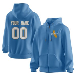 Custom Football Hoodies, Los Angeles Sweatshirt with Map Design, Football Fans Gift for Women Youth Personalized Name and Number