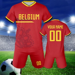 Custom Belgium Soccer Jersey for Boy Girl Team Uniform, Personalized Jersey with Name Number, Custom Boys Soccer Jersey Sports Fans Gift