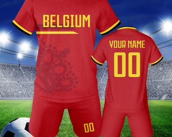 Custom Belgium Soccer Jersey for Boy Girl Team Uniform, Personalized Jersey with Name Number, Custom Boys Soccer Jersey Sports Fans Gift