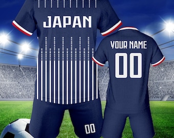 Custom Soccer Jersey for Kids Japan Personalized Soccer Uniform with Name Number, Boys Girls Soccer Lovers Gifts, Youth Soccer Kits