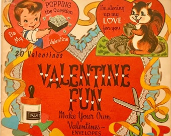 Vintage Unused Valentine's Day Card Cut Out Book Make Your Own with 20 Valentines by Saalfield Artcraft