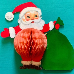 Peça central de exibição de Papai Noel em favo de mel de Natal vintage Hallmark