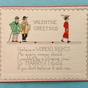 Vintage ongebruikte Valentijnsdag kaart Ik geloof in de rechten van de vrouw
