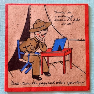 Vintage Unused Missing You Greeting Card for Someone in the Service WW2 Era Card with Real Mirror