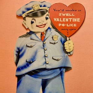 Large Vintage Mechanical Valentine Police Officer with Belly that Extends Unusual