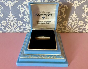 Vintage Ring Box Blue Art Deco Era Celluloid Box with Black Velvet Ring Display Baranovs Jewelers San Diego