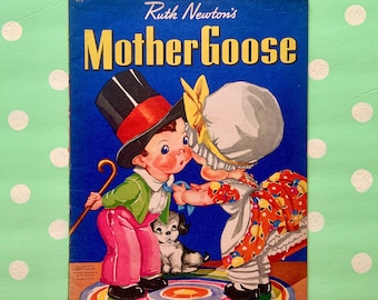 Large Vintage Book Ruth Newton's Mother Goose Whitman Publishing 1943 Wonderful Illustrations