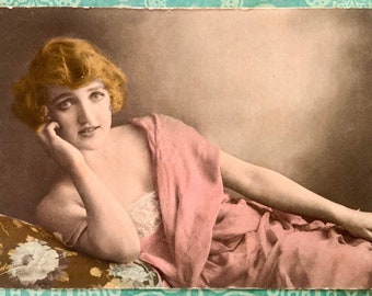 Vintage Unused Photo Postcard Raphael Tuck Flapper Era Woman A Pearl of a Girl Risque