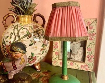 Victorian Gone With The Wind Velvet Embroidered Floor Lamp w/ Shades Flower Urn 