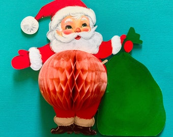 Vintage Hallmark Christmas Honeycomb Santa Claus Display Centerpiece