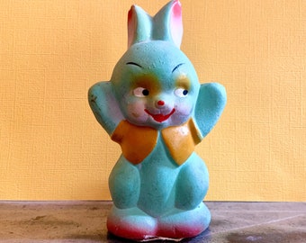 Vintage Composition Easter Bunny Rabbit Candy Container Display Blue Bunny