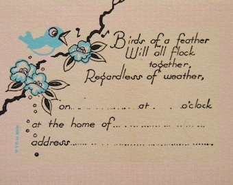 Vintage 1920's Party Invitation with Bluebird