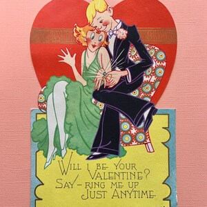 Vintage Valentine's Day Card Children Dancing 1920's Carrington