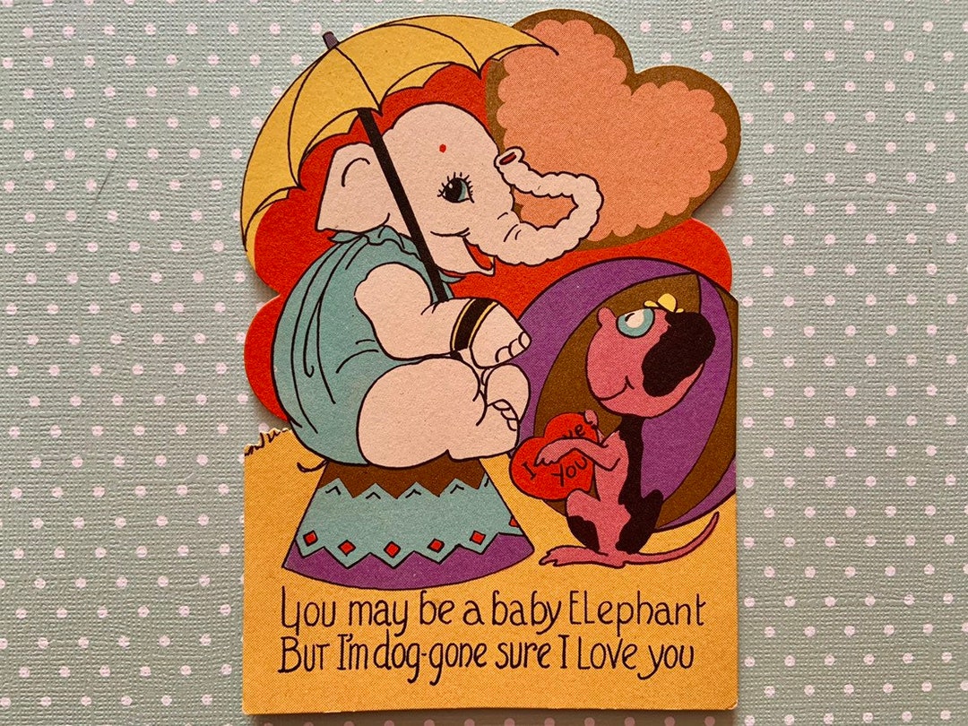 Vintage Valentines Day Card Baby Elephant in Circus Carrington Card - Etsy