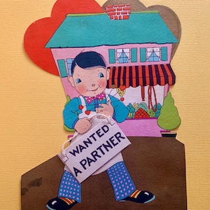 Grote Vintage Valentines Day Card Storekeeper op zoek naar een Partner Carrington Card