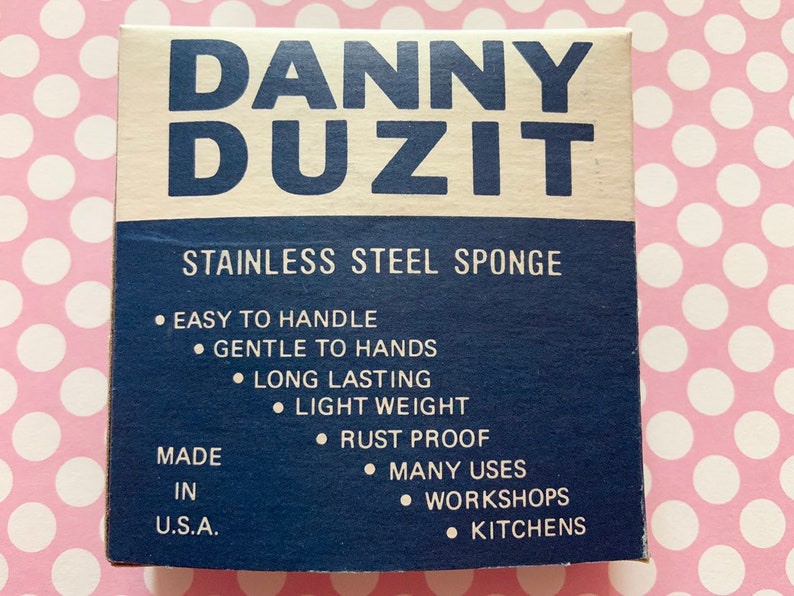 Vintage Unused Danny Duzit Stainless Steel Sponge Scouring Pad Mint in Box