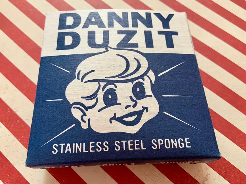 Vintage Unused Danny Duzit Stainless Steel Sponge Scouring Pad Mint in Box