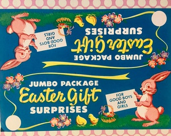 1 Vintage Easter Hang Tag Header Card or Package Topper Jumbo Package Easter Gift Surprises for Good Boys and Girls