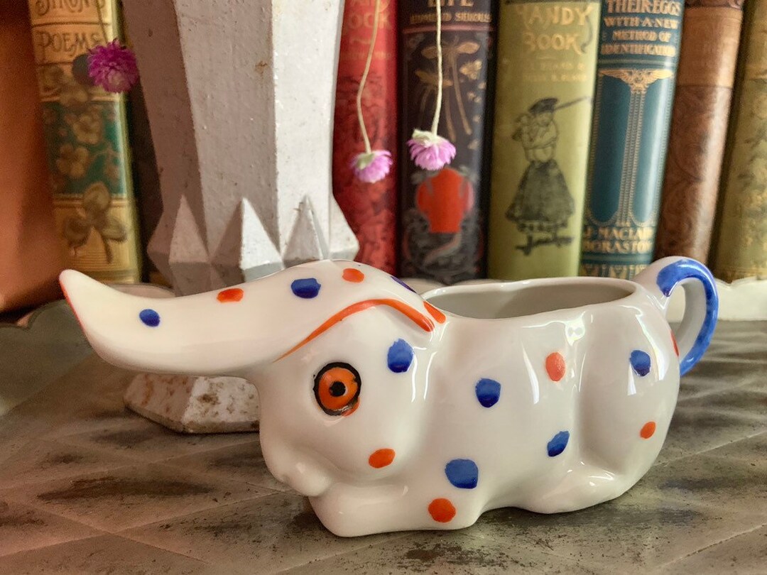 Vintage Bunny Rabbit Creamer Polka Dotted Ceramic Made in Japan Easter ...