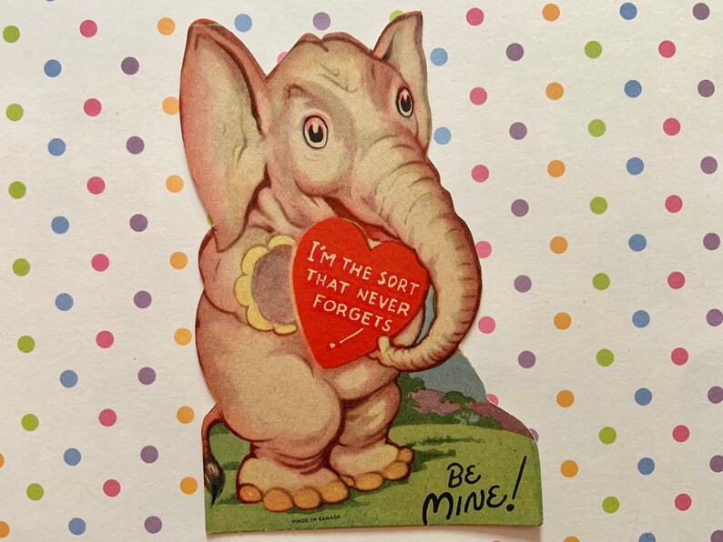 Vintage Valentinstag Karte Elefant der nie vergisst | Etsy