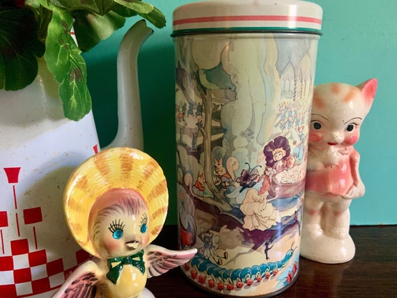 Vintage Cookie or Biscuit Tin With Fairy People and | Etsy