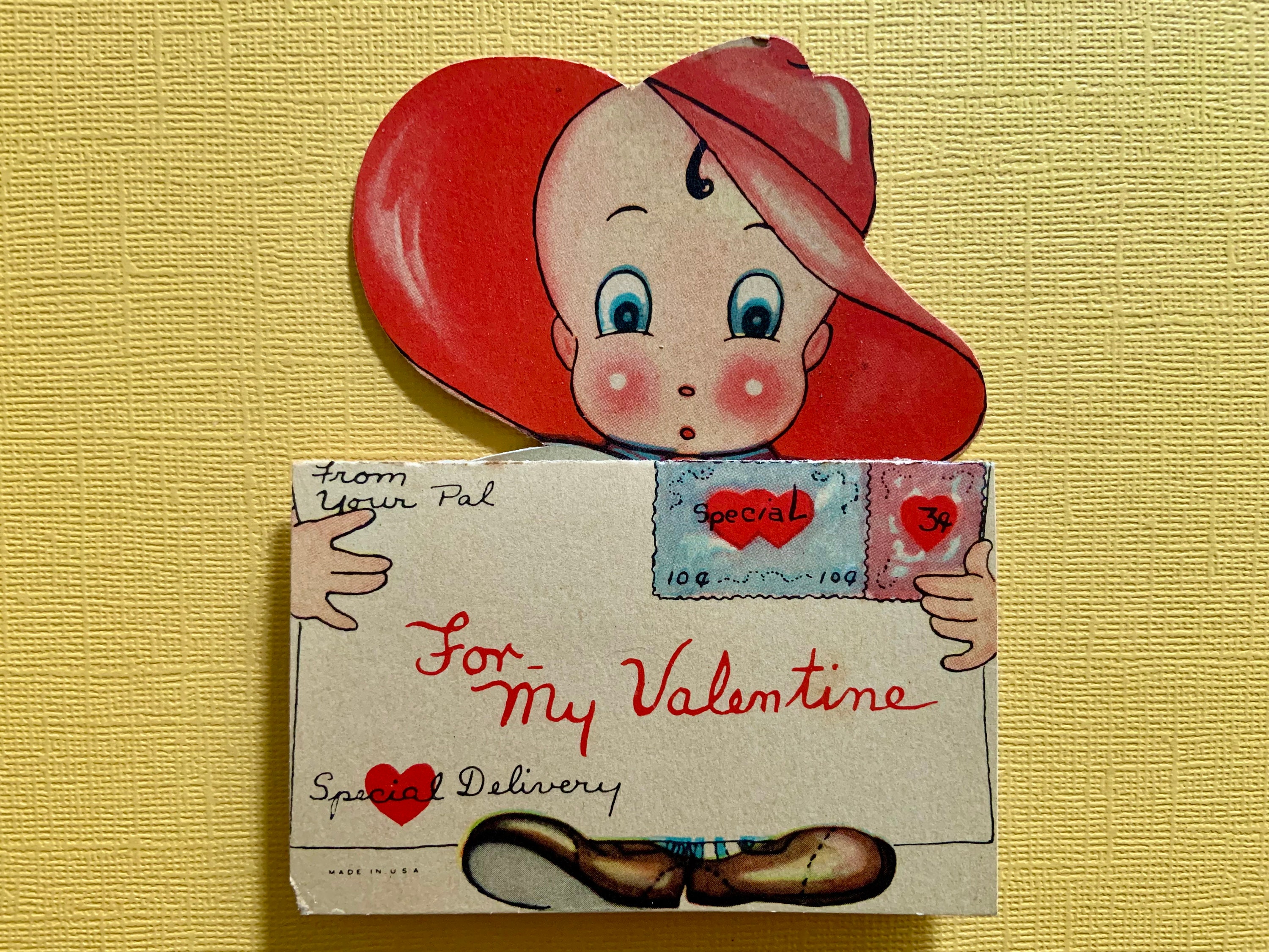 Vintage Valentines Day Card With Cut Out Heart Shaped Window 
