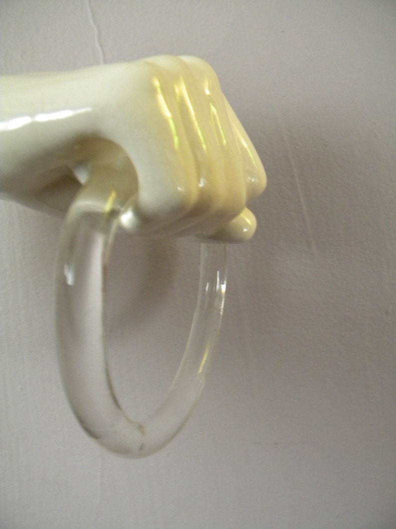 Vintage Ceramic Hand and Lucite Towel Holder Etsy