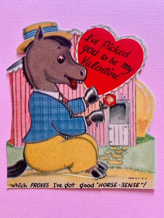 Vintage Unused Valentines Day Card Anthropomorphic Horse Picked You for His  Valentine -  Australia