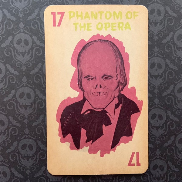 Vintage Single Halloween Monster Old Maid Game Card Phantom of the Opera #17 Lon Chaney