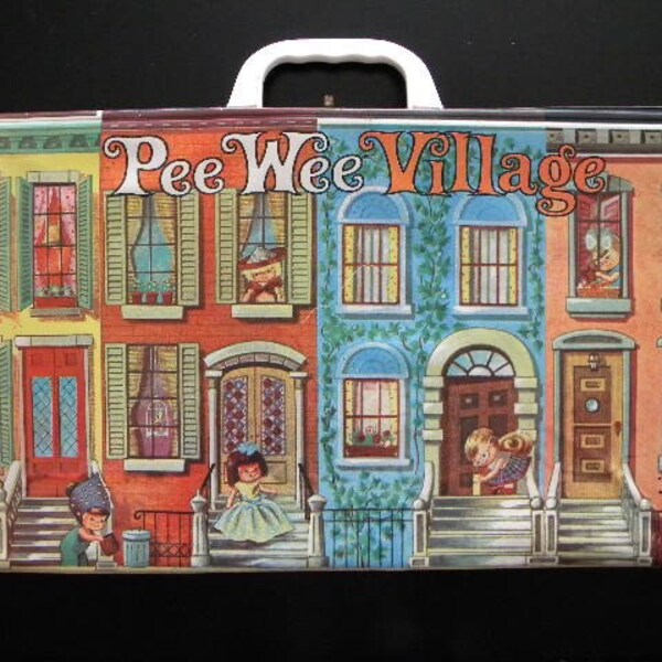Vintage 1965 Uneeda Pee Wee Village Case with 12 Dolls - Unused