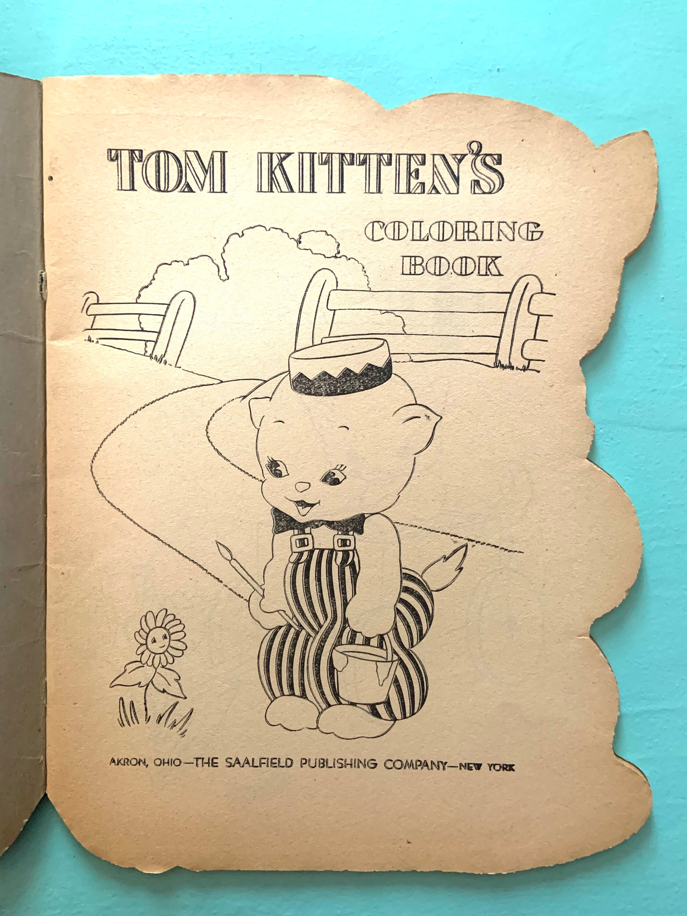 Vintage Tom Kitten's Coloring Book Saalfield 1940s Barely Used