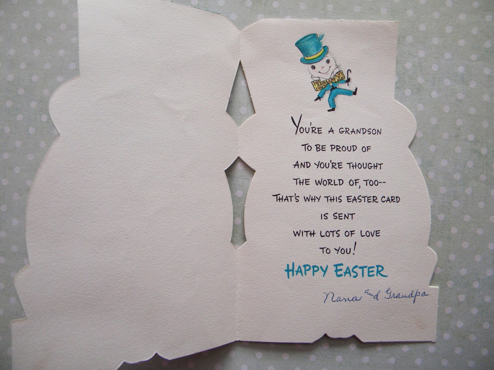 Vintage Easter Card With Anthropomorphic Egg Man to Grandson - Etsy