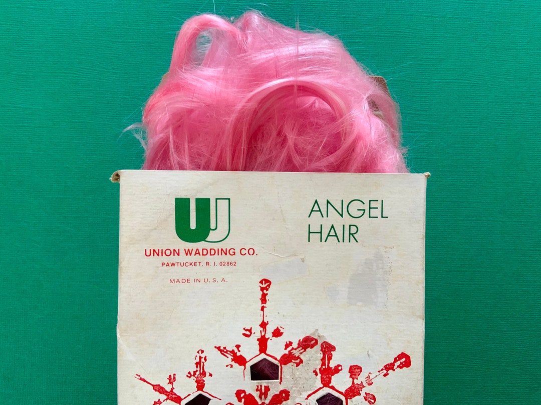 Vintage Box of Pink Christmas Angel Hair Spun Glass Union Wadding