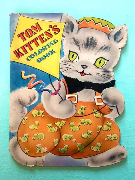 Vintage Tom Kitten's Coloring Book Saalfield 1940s Barely Used