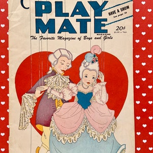 1952 年バレンタイン版のヴィンテージ チルドレンズ プレイ メイト。カラーページ付き。