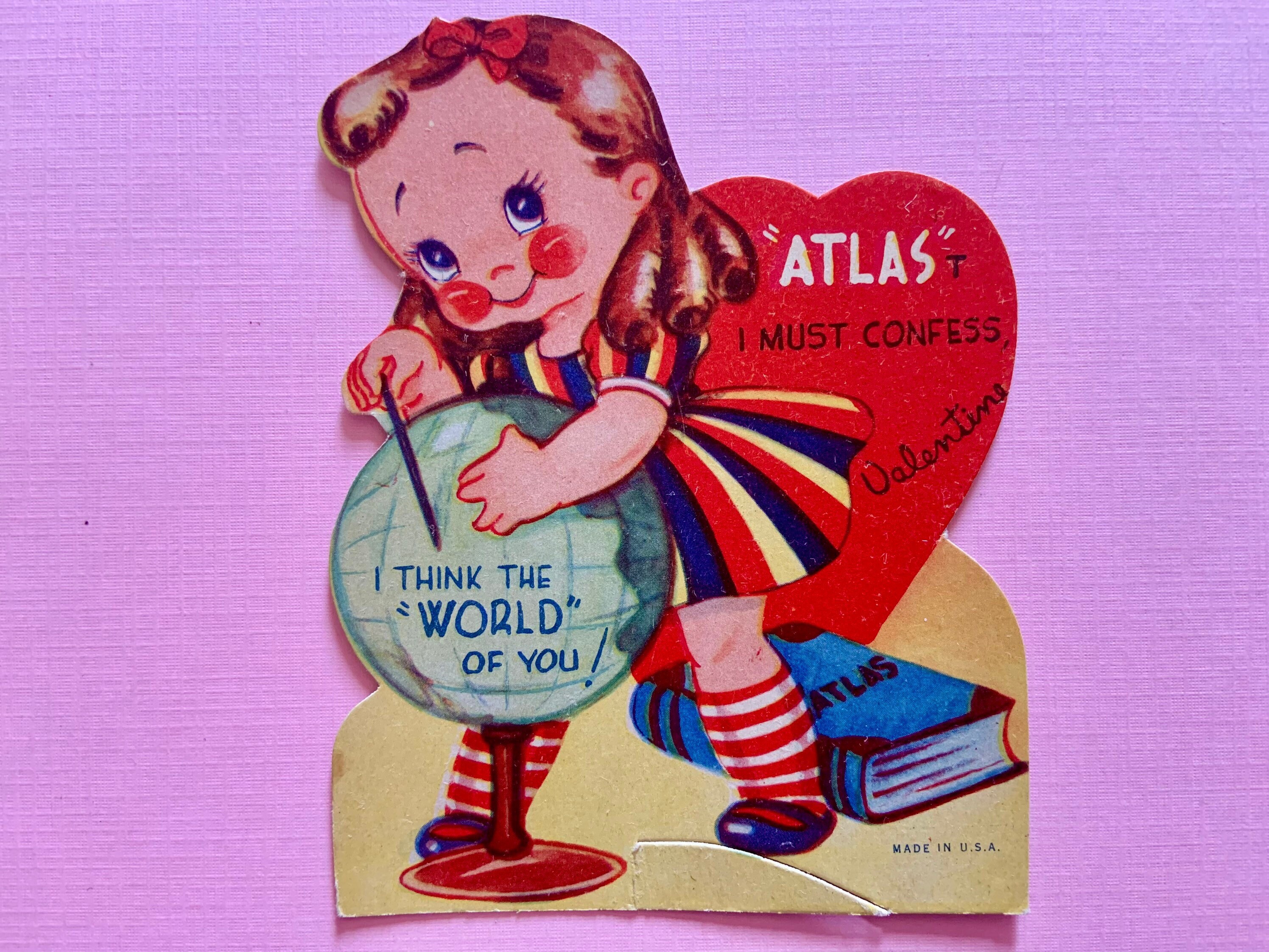 Vintage Valentines Day Card With Cut Out Heart Shaped Window 