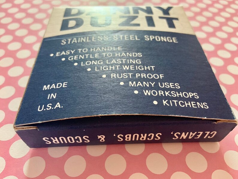 Vintage Unused Danny Duzit Stainless Steel Sponge Scouring Pad Mint in Box