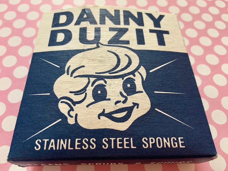 Vintage Unused Danny Duzit Stainless Steel Sponge Scouring Pad Mint in Box