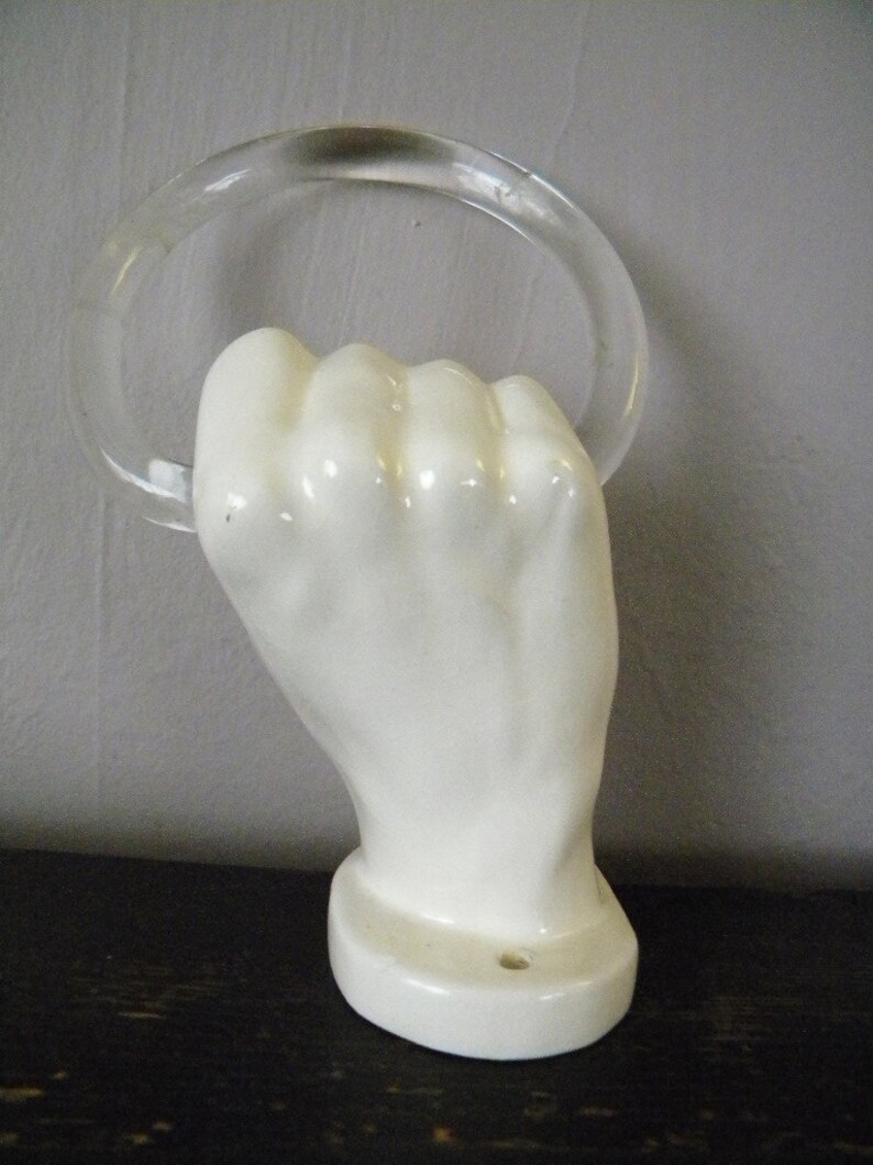Vintage Ceramic Hand and Lucite Towel Holder Etsy